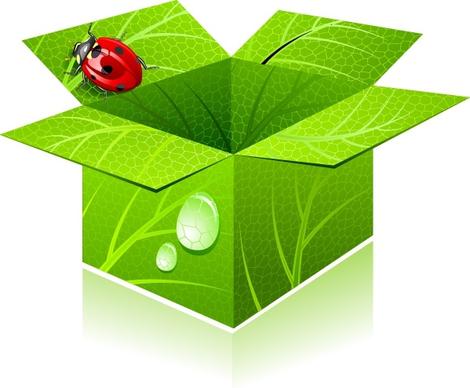 eco box icon 3d green leaf ladybug decor