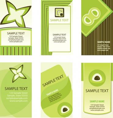 name card templates vertical design modern green ornament
