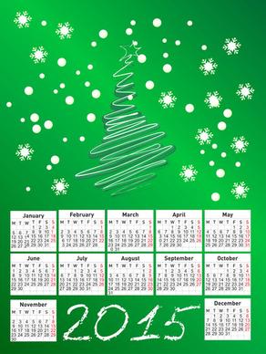 green christmas style15 calendar vector