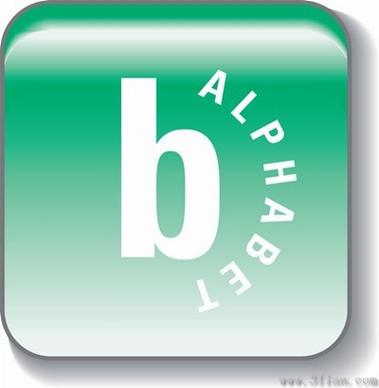 green crystal b alphabet icons vector