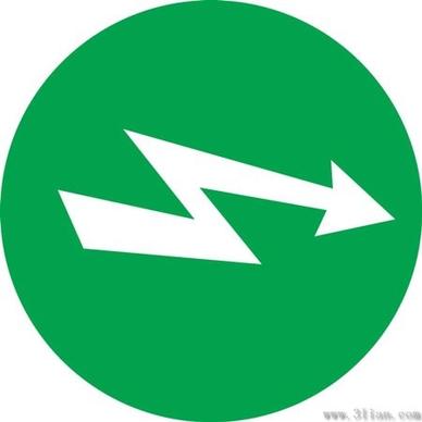 green curve arrow icon vector