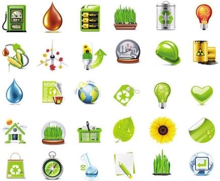 eco logo icons sets various colored symbols types