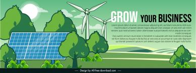 green energy website banner template power field scene