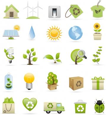 ecology design elements classical icons colored 3d design