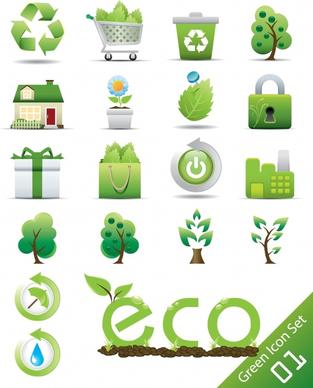 ecology icons green enviromental protection symbols sketch
