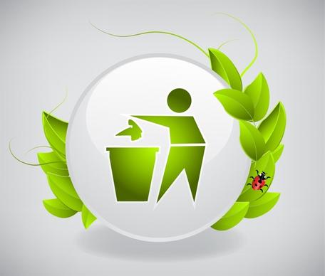 ecological label template environmental symbol green leaves decor