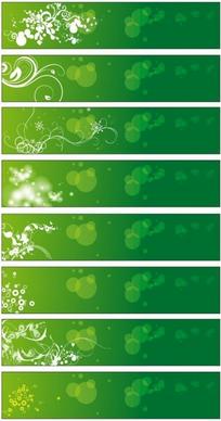 Green Floral Banners Vector