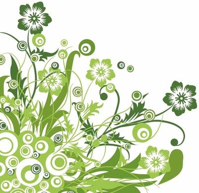 Green Floral Design Vector Graphic