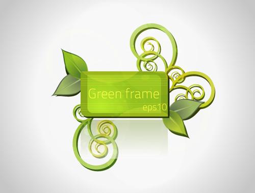 green floral frame vector set