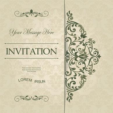 green floral invitation cards vector set