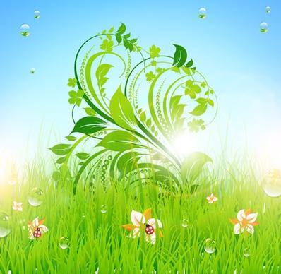 nature background modern colorful shiny grass leaves decor