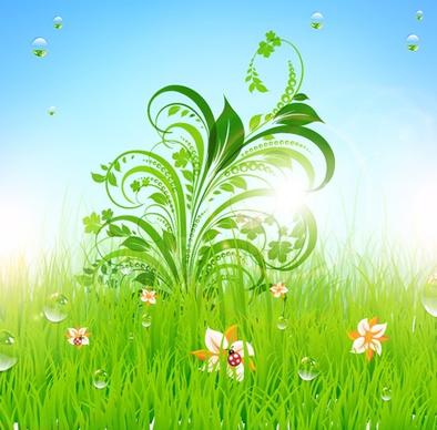 natural meadow background shiny modern leaves grass decor