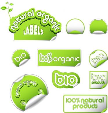 bio stickers templates green white paper cut shapes