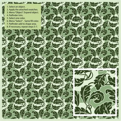 leaf pattern template classical green repeating symmetry