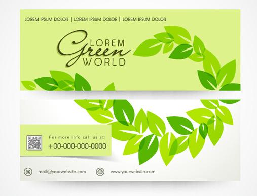 green leaf styles banners vector
