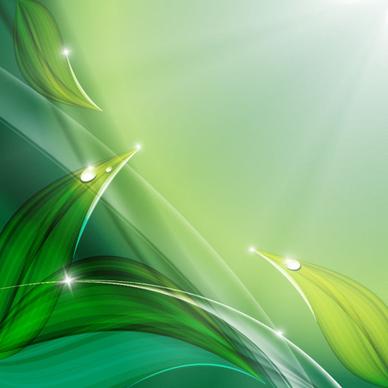 green leaf with water droplets background vector