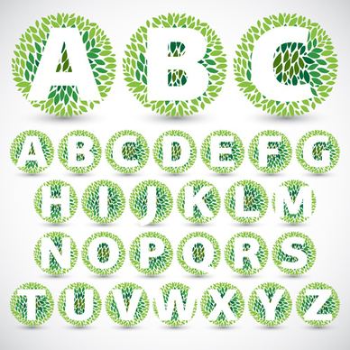 green leaves alphabet excellent vector