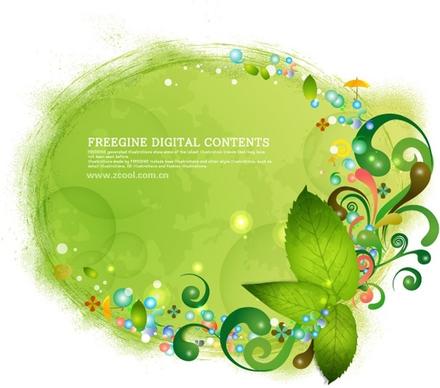 green leaves and colorful background pattern vector
