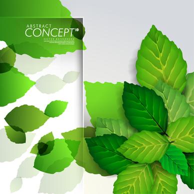 green leaves design elements cards vector
