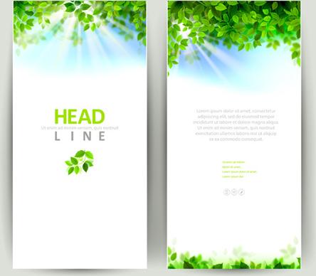 green leaves with sunlight banners vector