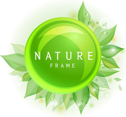 green nature circle leaf frame