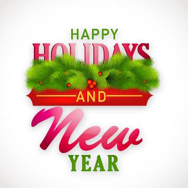 green needles christmas and new year label background