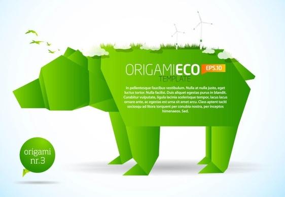 green origami animals 01 vector