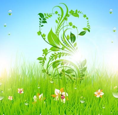 nature background brilliant modern fresh meadow curved leaves