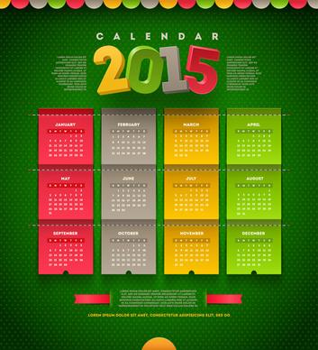 green pattern with colored15 calendar vector