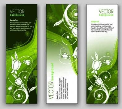 green plant floral banners vector
