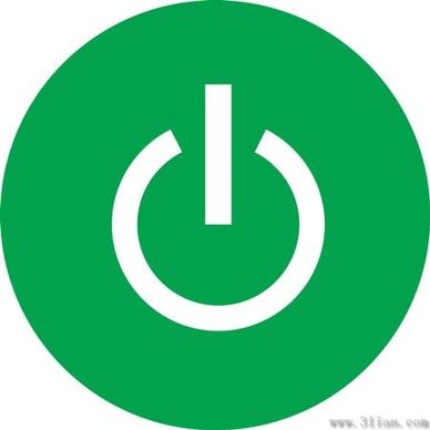 green shutdown icon vector