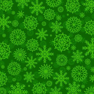 green snowflake vector seamless pattern