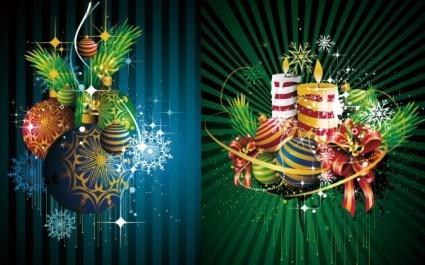 green styles christmas ornaments background vector