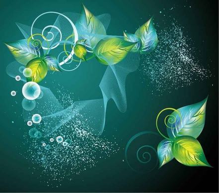 Green Swirl Floral Vector Background