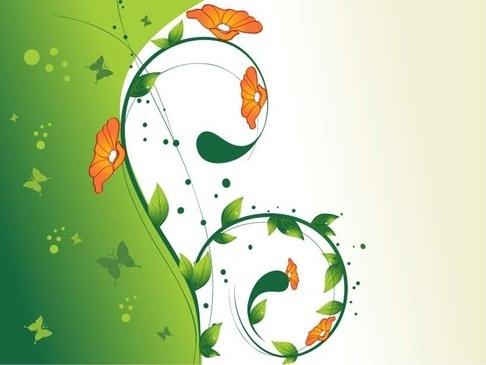 Green Swirl Floral Vector illustration 2