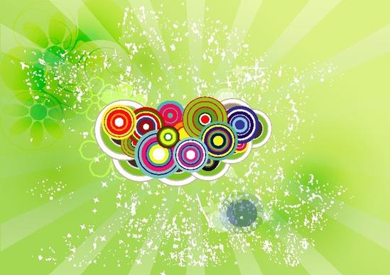 abstract rays background colorful circles and water decoration