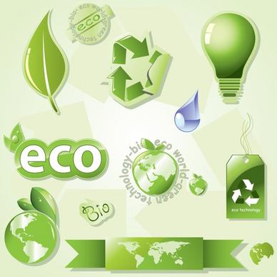 eco design elements green symbols decor