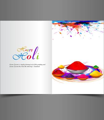 greeting card colorful background of indian festival holi with celebration vector illustration