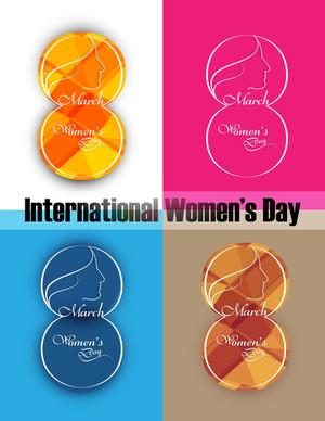 greeting card with text 8th march happy womens day different color variations background set card vector
