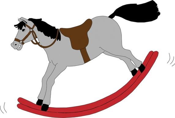 grey rocking horse realistic vector illustration