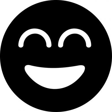 grin beam emotion icon flat black white contrast symmetric circle design