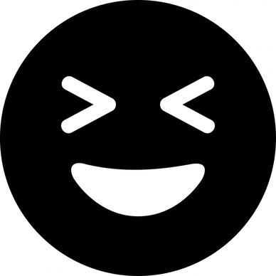 grin squint emotion icon funny sketch flat black white circle