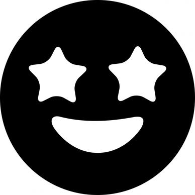 grin star emotion icon flat black white symmetric contrast circle shape