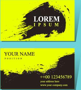 grunge black with green business card vector