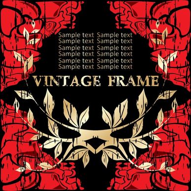 grunge floral frame vector