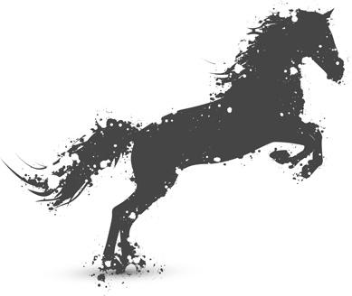 grunge running horse vector geaphic