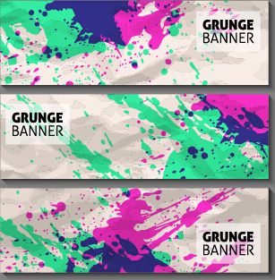 grunge watercolor banners set vector