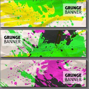 grunge watercolor banners set vector