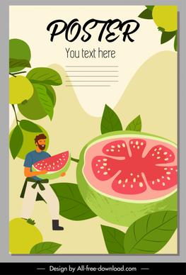 guava advertising poster huge fruits sketch cartoon design