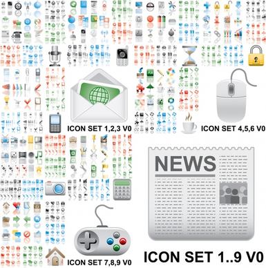 computer ui sets collection modern colored icons design